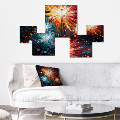 Colorful Fireworks Symphony II - Fireworks Square Wall Art Set Of 5