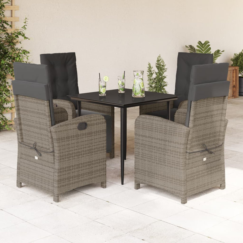 Ensemble bistro avec coussins Edwinn, Brun, H 29,1 po x l 31,5 po x P 31,5 po, 4