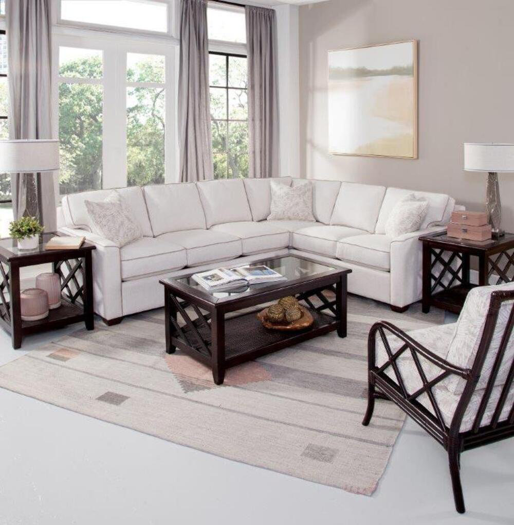 Frye Sectional, Frost White, Neutral Performance Plaid; 0121-93, Left Hand Facing