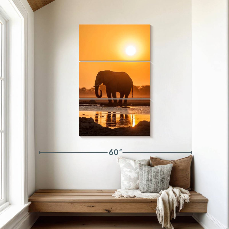 Brampt African Elephant At Sunset, 45" H x 28" W