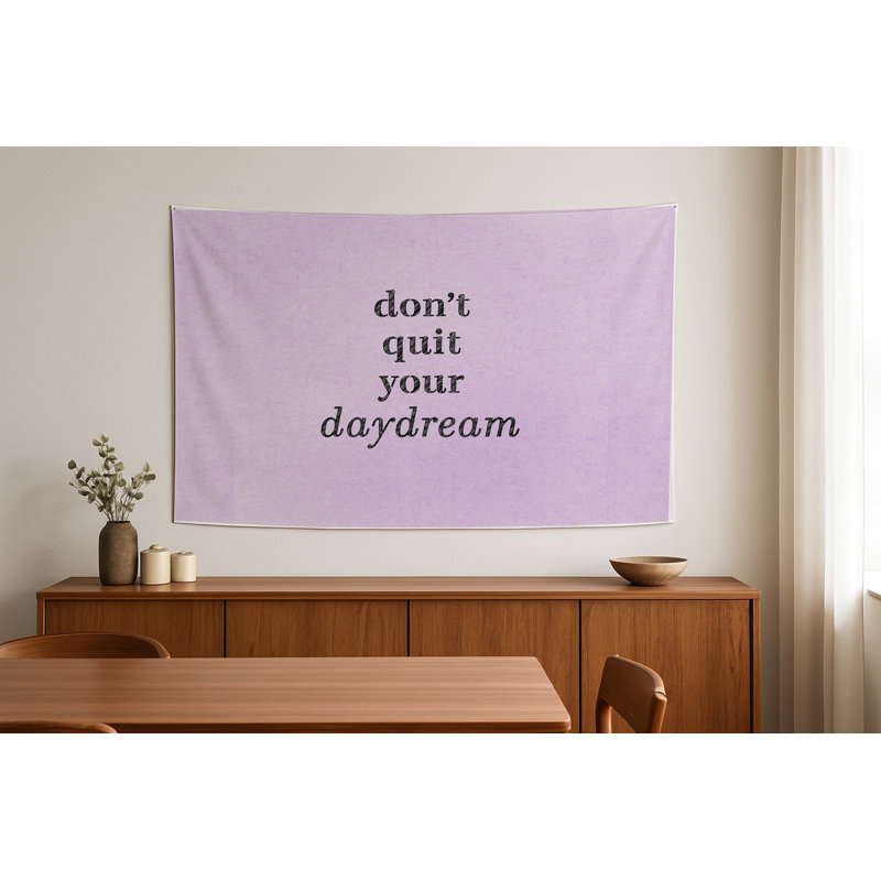 N'abandonnez pas vos rêves — Tapisserie murale tissée paysage géométrique low poly, H 50 po x l 70 po