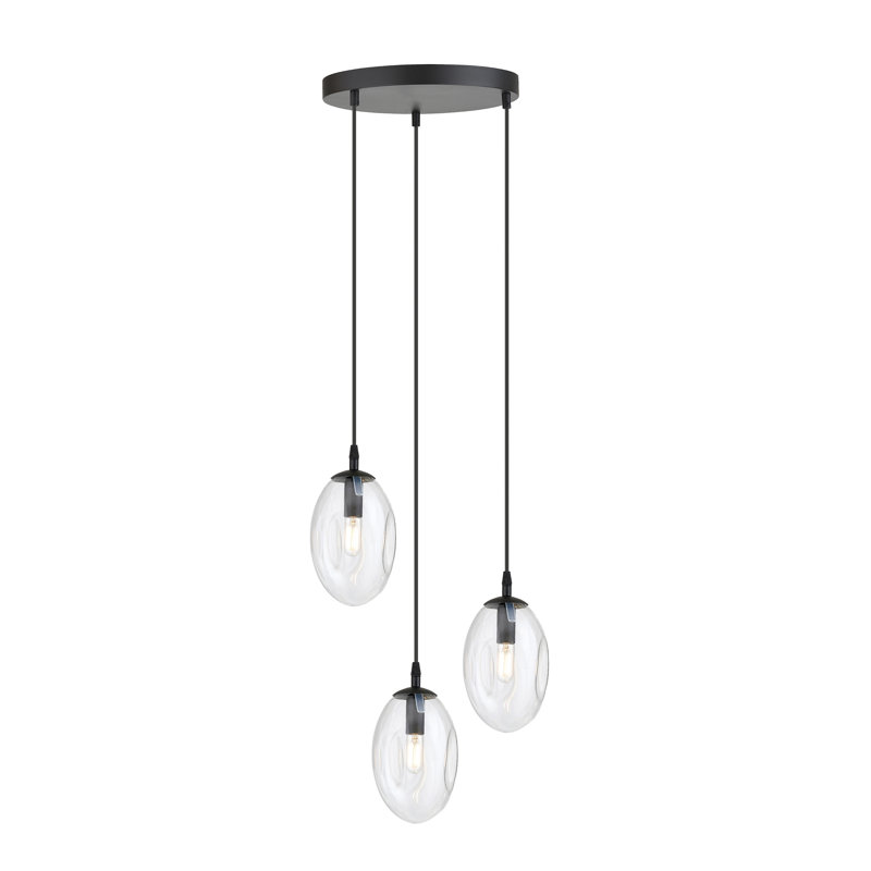 Edelie 3 - Light Black Cluster Pendant, Clear