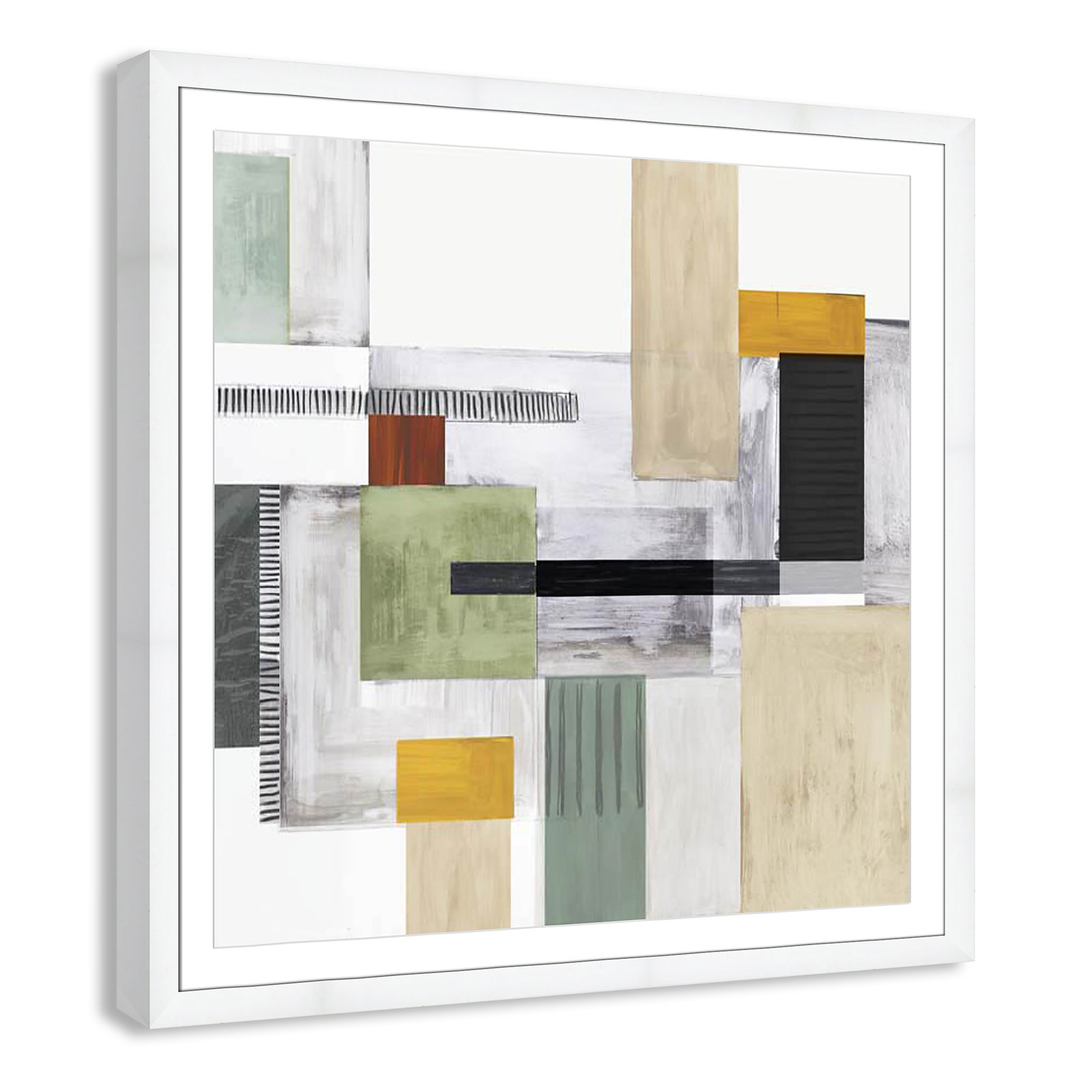 Playful Blocks Print, 42.5" H x 42.5" W x 1.25" D, White Cube Framed