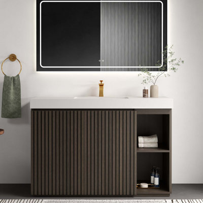 48" Large Storage Freestanding Bathroom Vanity With Sink For Modern Bathroom, One-Piece Sink Basin Without Drain And Faucet, KD
