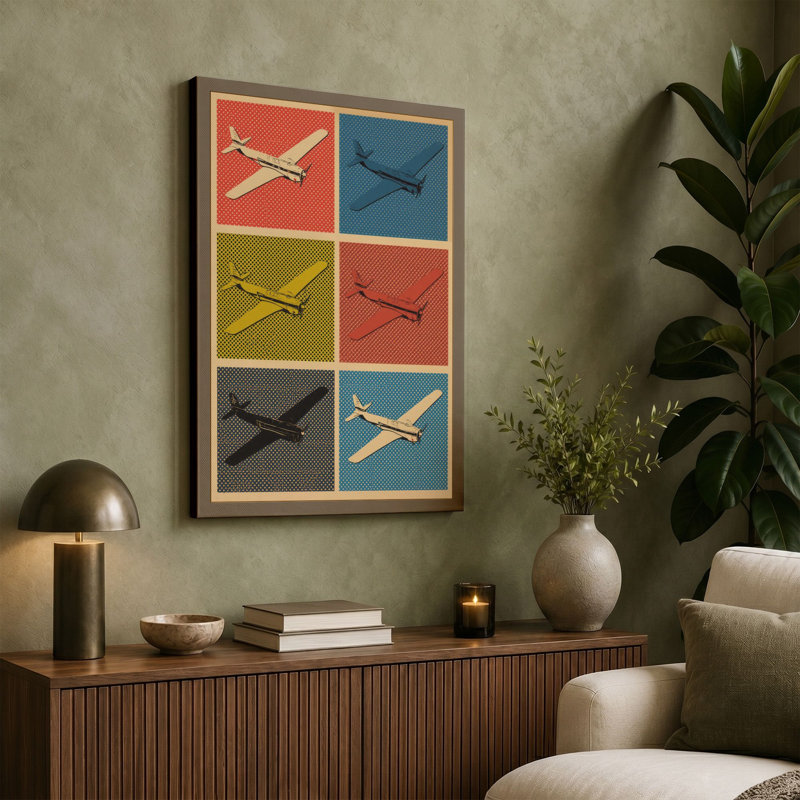 Glider Squadron Mid-Century - Wrapped Canvas, 30x20 - 76.2 x 50.8 cm, Sage Border