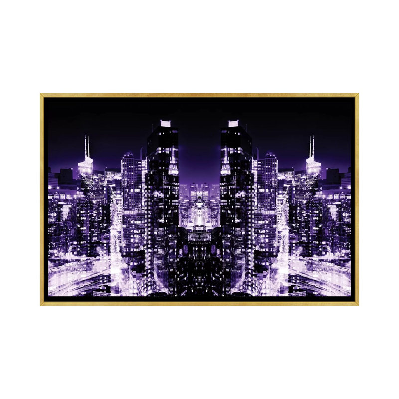 «Skyline at Purple Night» par Philippe Hugonnard - reproduction de photo, Pas de tapis, H 18 po x l 26 po x P 1,5 po