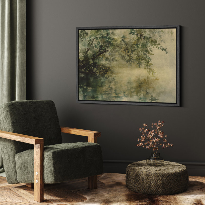 «Tranquil Lakeside Tree», impression sur toile - décor aquarelle inspiré de la nature pour chambre à coucher ou coin lecture