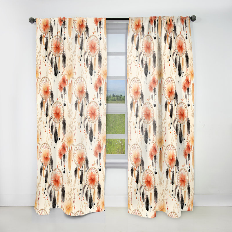 Désert du désert Boho à motif I - Rideau Boho - Rideau abstrait obscurcissant - 1 panneau, L 52 po x L 108 po