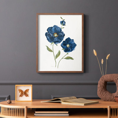 «Blue Poppies», reproduction encadrée - bois massif