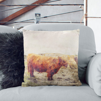 Highland Bull Cow Vol.3 Painting Square Throw Cushion