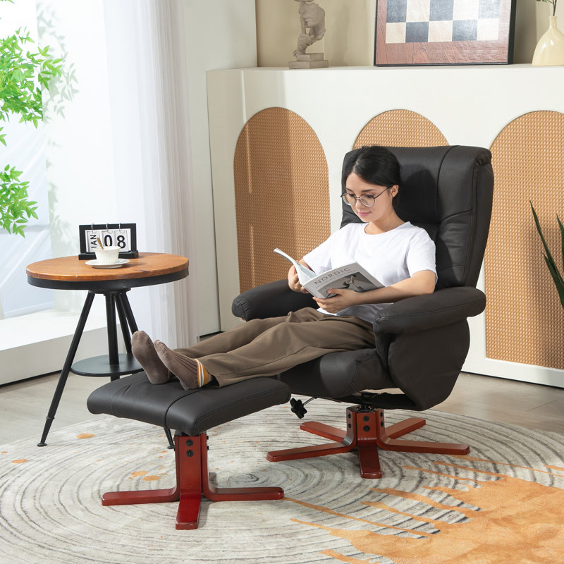Hymera Recliner Chair with Footstool, Lounge Chair, Black