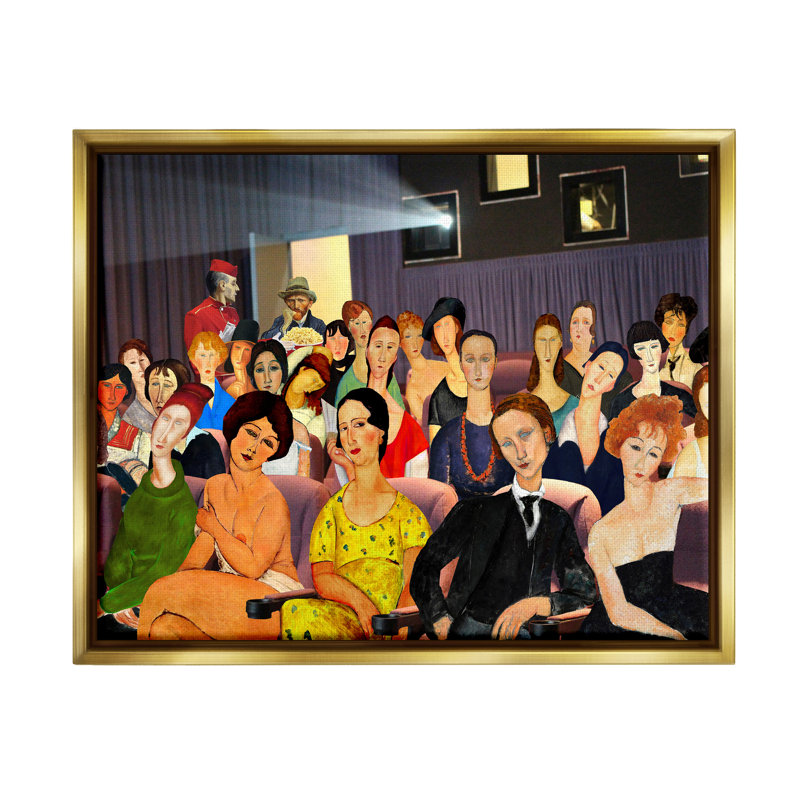 Collage de théâtre rétro par Barry Kite, H 17 po x l 21 po x P 1,7 po, Cadre flottant métallique doré