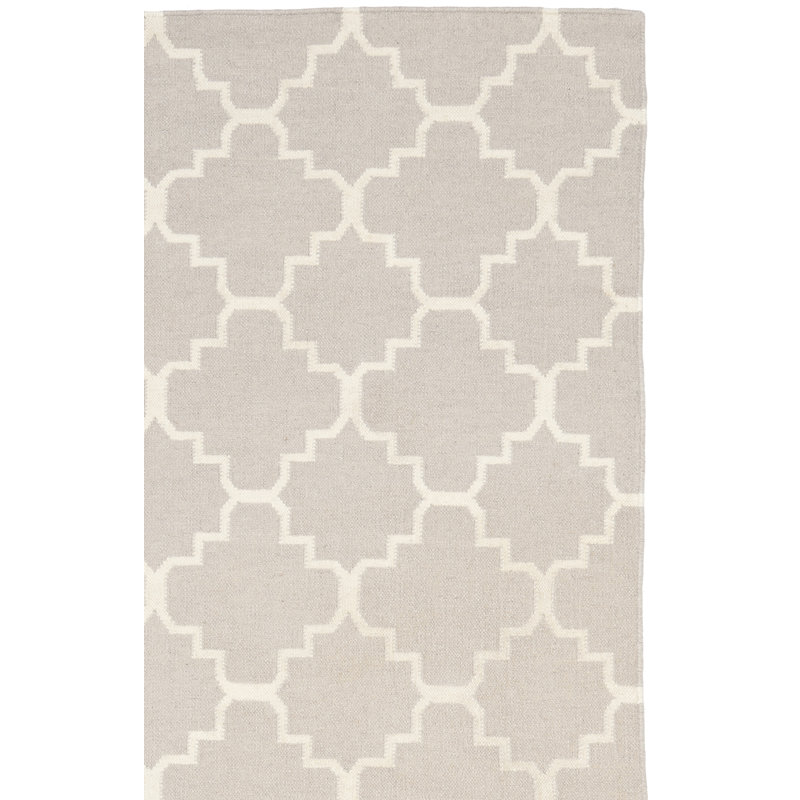 Tapis gris en laine et coton tissé à la main Rodgers, Rectangle 4 pi x 6 pi