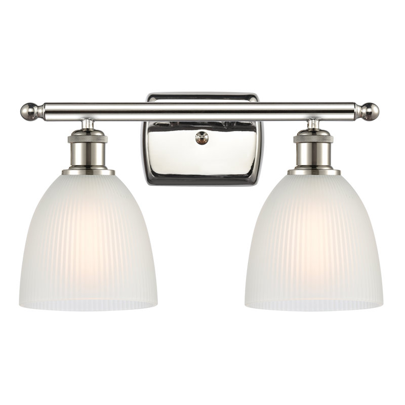 Éclairage pour salle de bain 2 lumières Asdsit, Blanc, Ampoule DEL 6 watts Vinage, Nickel poli