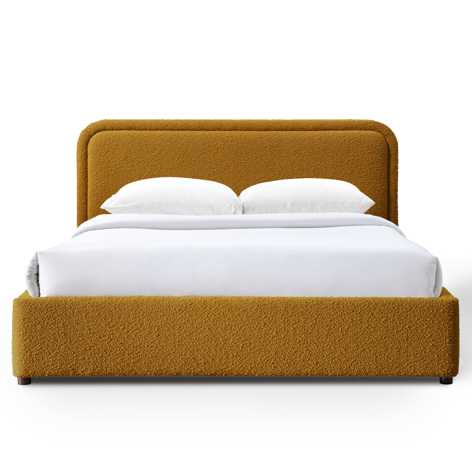 Baneza Platform Bed, Queen, Mustard Boucle