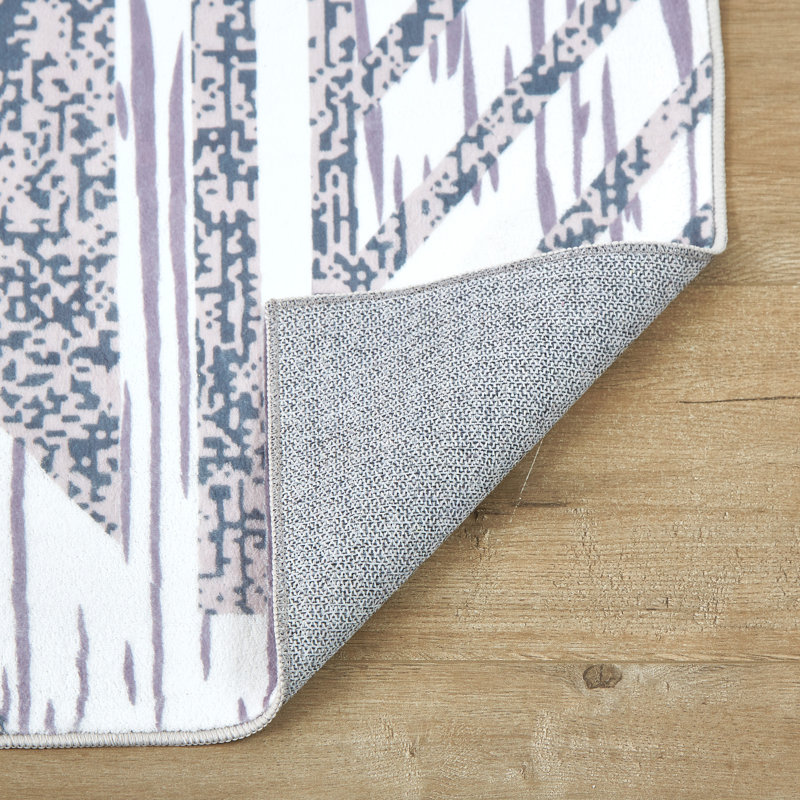 Rectangle Lataisha Geometric Machine Woven Microfiber Area Rug in Gray/White, Rectangle 8' x 10'