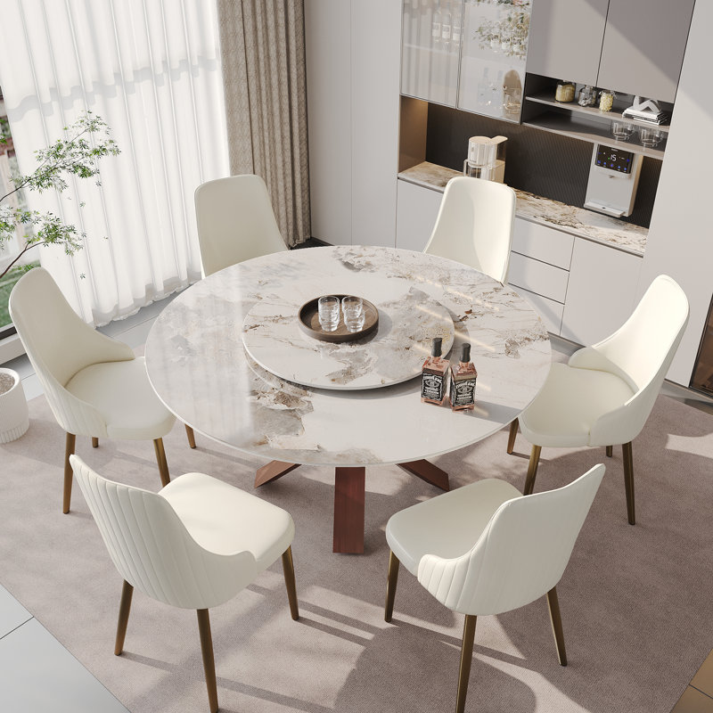 Table de salle à manger Modern Modern, H 29,53 po x L 59,05 po x l 59,05 po, Pandora, Brun
