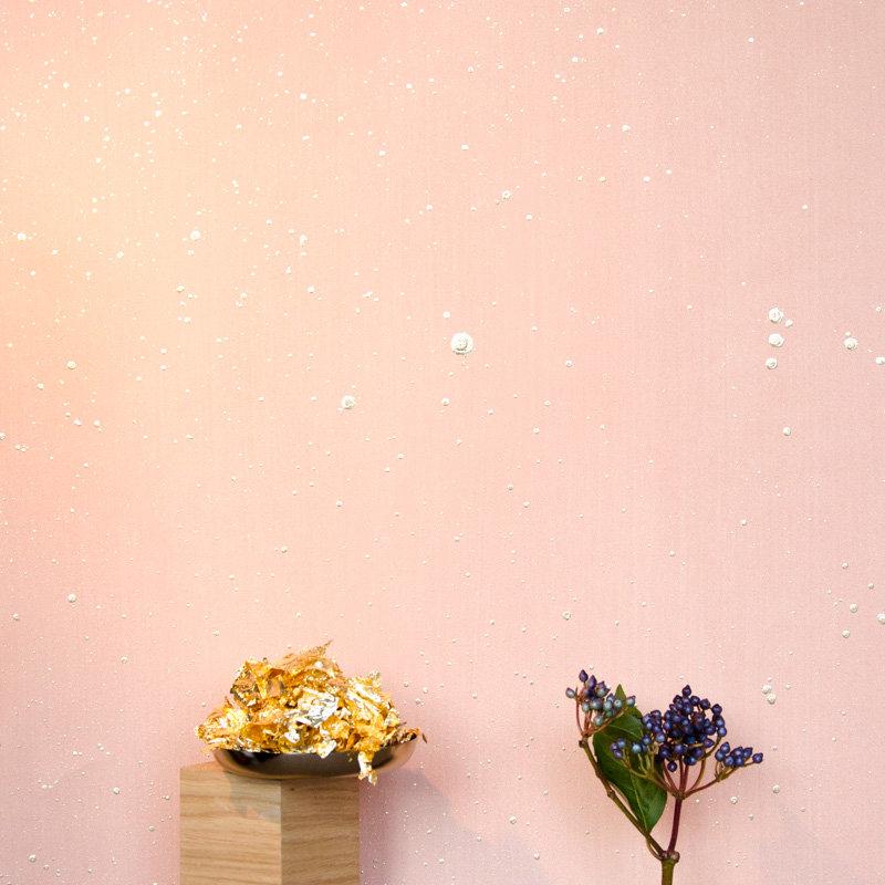 Cosmos Wallpaper, 26" W x 144" L, Blush Pink/Gold/White