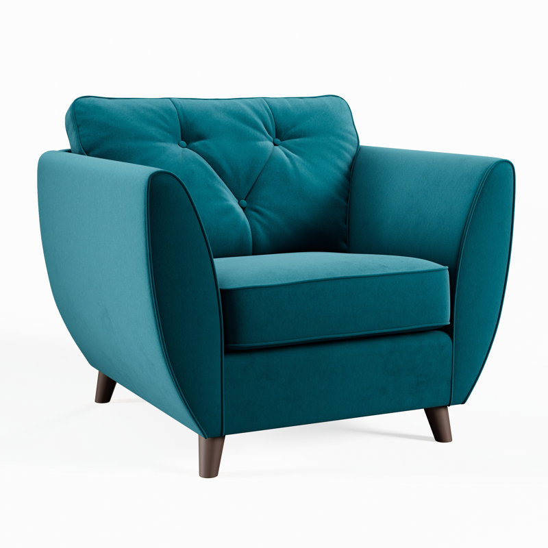 Collazo Upholstered Armchair, Mallard, Dark Brown Wood