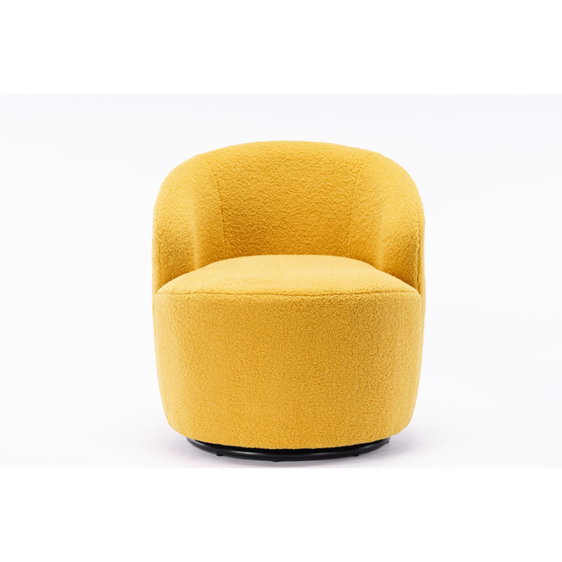 Upholstered Yellow Chair With 26.19 Lb Weight And Foam Swivel Accent Fabric Metal Ring, Yellow