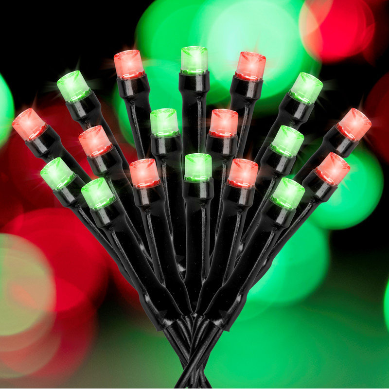 Mini guirlande lumineuse à énergie solaire pour grand angle de 125 po à DEL de 68 pi Edie, Rouge / Vert