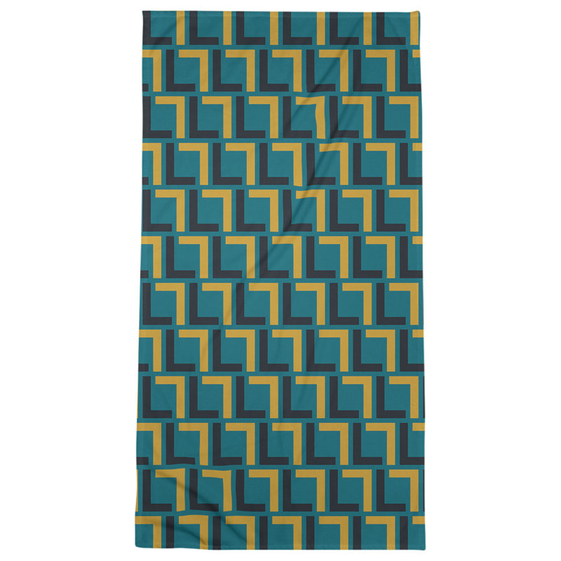 Bath Towel, Teal/Black/Gold