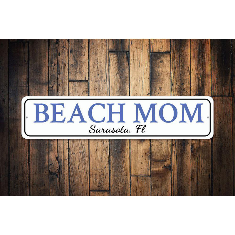 Plaque en aluminium Beach Mom, H 4 po x l 18 po x P 0,04 po