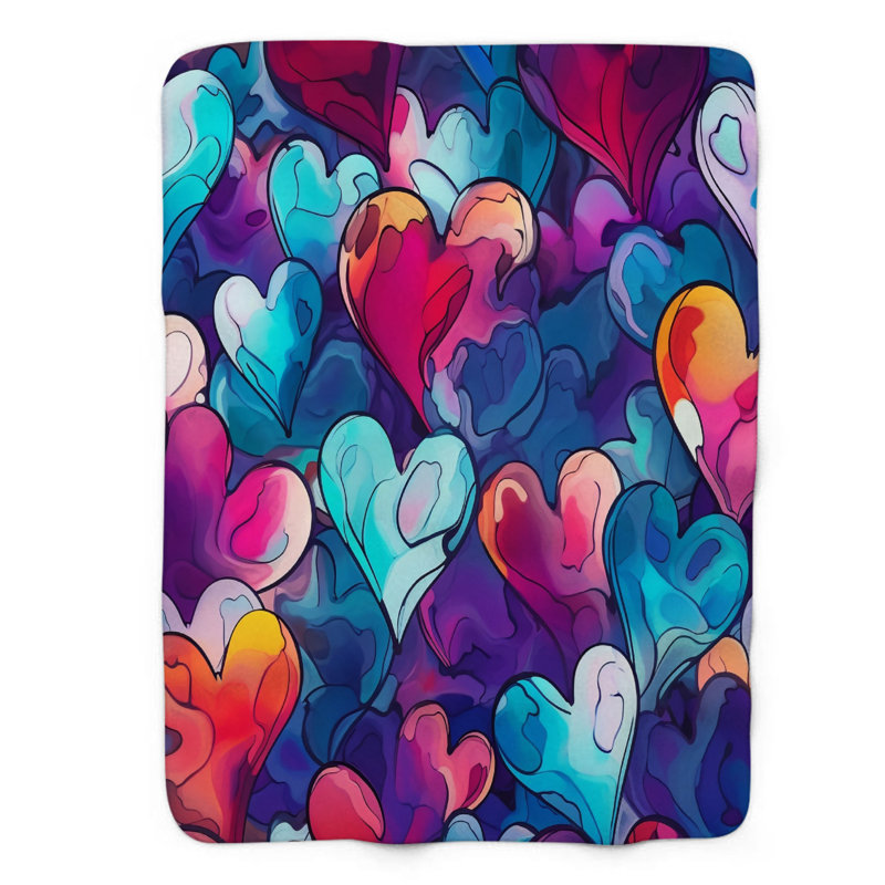 Couverture en sherpa de qualité supérieure Artistic Ink Heart - 1 pièce, Lit simple