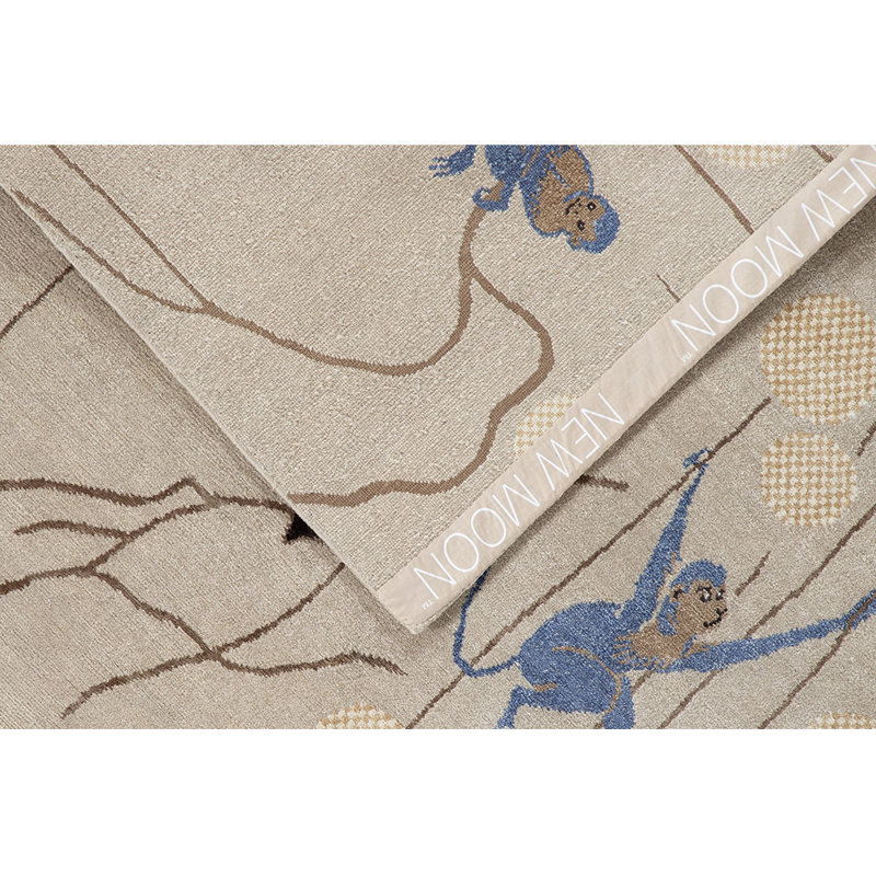 Saru Area Rug in Chocolate Brown/Walnut/Ivory/Cobalt Blue, Runner 3' x 8'