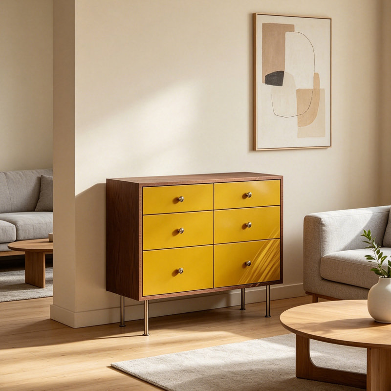 Buffet de style rétro moderne, Brun/jaune