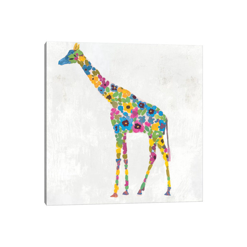 Blooming Giraffe I Indigo Version by Aimee Wilson - Wrapped Canvas Print, 30.48 cm H x 30.48 cm W