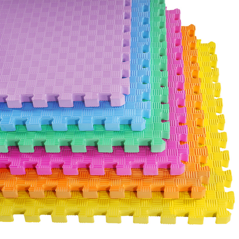 BalanceFrom Fitness 72 Sq Ft Interlocking Foam Exercise Mat Tiles, Multicolor