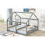 Lits plateforme simple de taille simple en gris - 2 côte à côte, construits en bois de pin ferme et lits de garde-corps, gris et robustes-1321948027