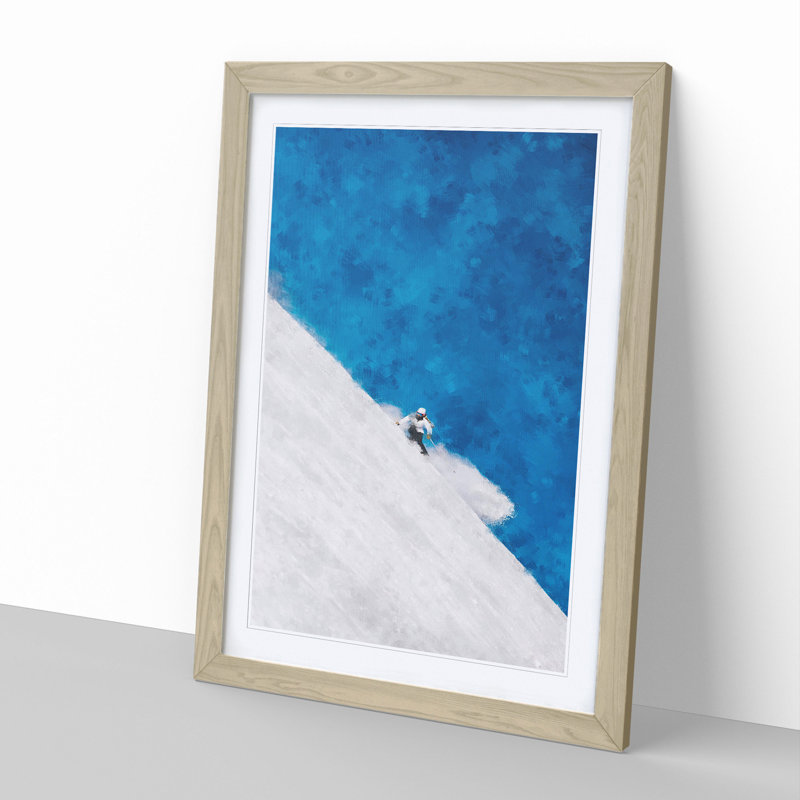 Skiing Vol.1 - Picture Frame Graphic Art, 36cm H x 27cm W x 2cm D, Oak Framed
