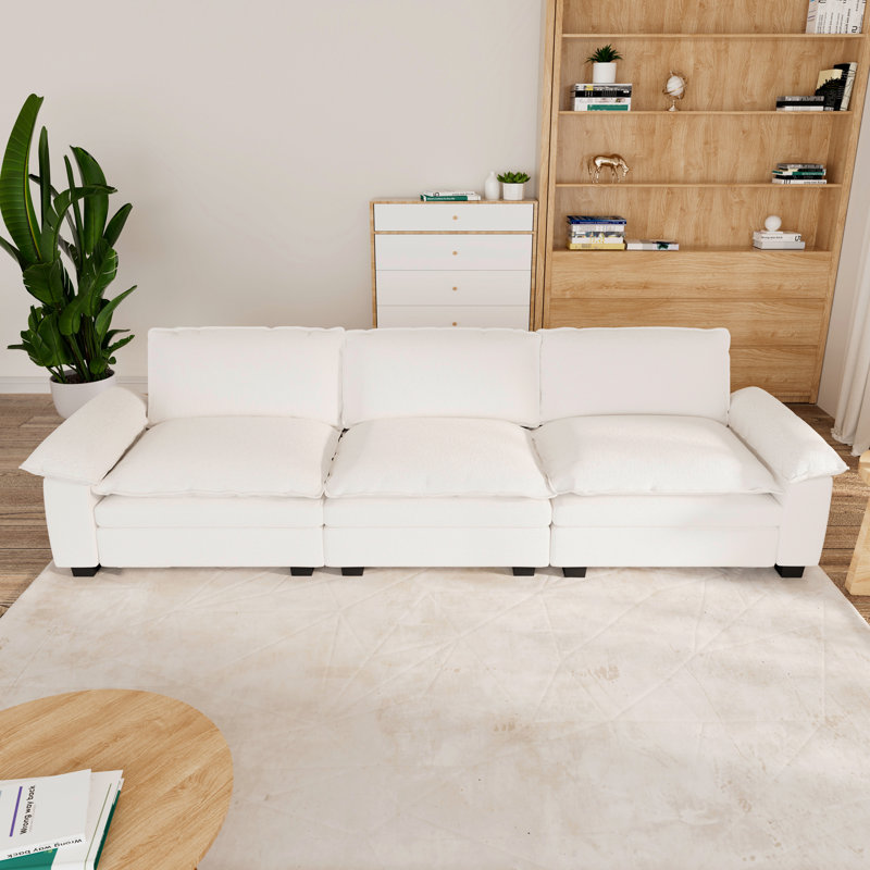 Canapé modulaire 130 po / 154,56 po, H 38,9 po x l 130 po x P 66,9 po, 3, Blanc