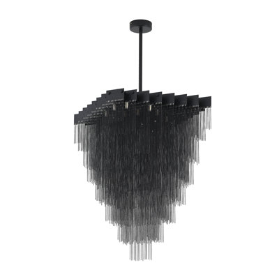 Modern 16 Light Black Aluminum Chain Chandelier