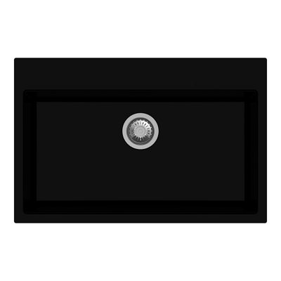 Évier de cuisine encastré 33 po en granite noir