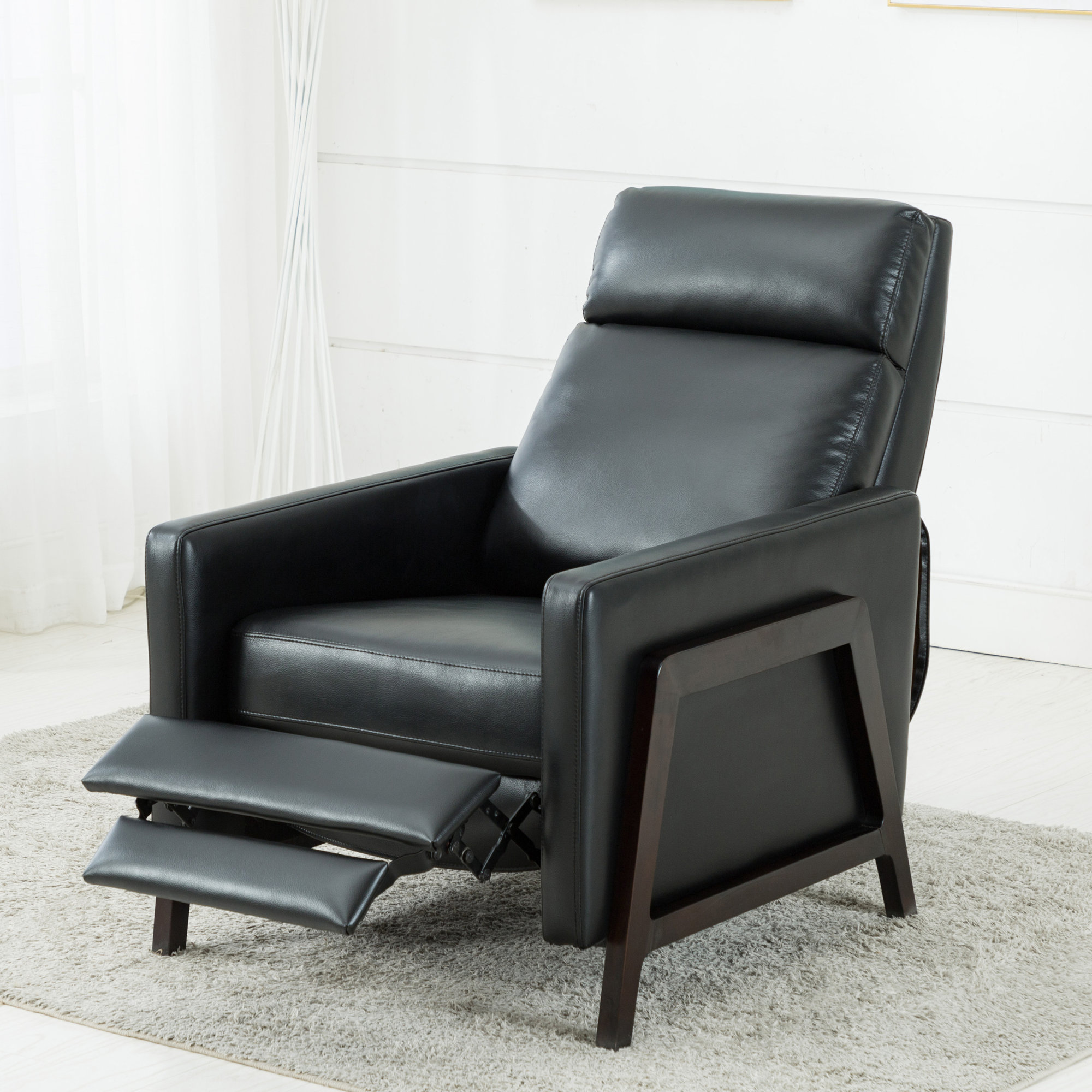 Bosse Vegan Leather Recliner, Black Performance Faux Leather