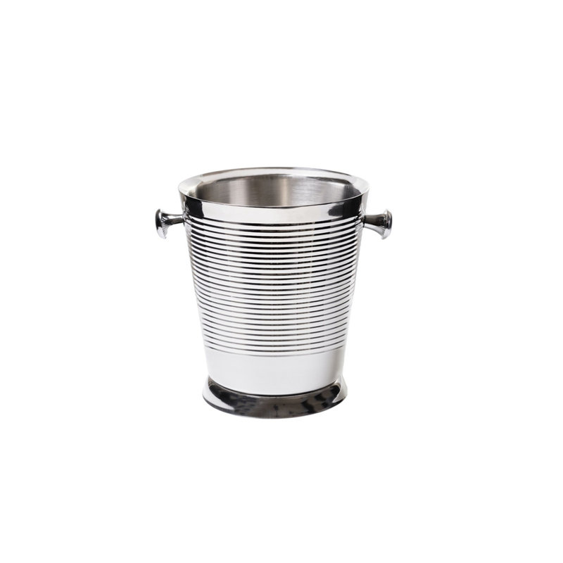 Seau à champagne Terriell Living - Acier inoxydable à double paroi, Nervuré brillant
