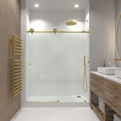  Crystal 44 - 48 x 78" Frameless Sliding Shower Door 3/8" Clear Tempered Glass