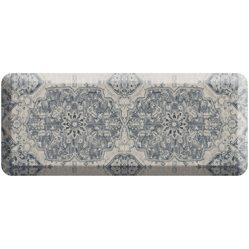Designer Comfort Anti‑Fatigue Kitchen Comfort Mat – Paloma Medallion Blue, Blue, 20" x 48"