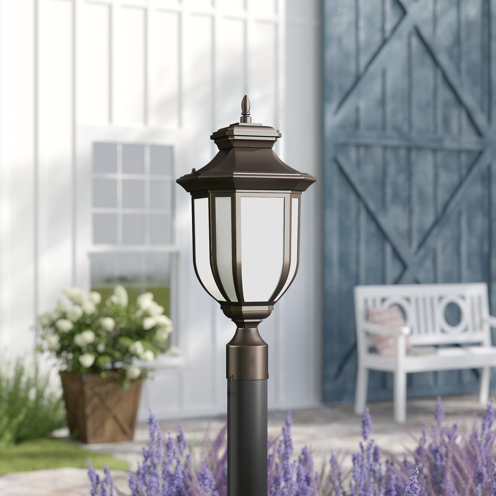Frosted Glass Outdoor Lantern Head, Black, No