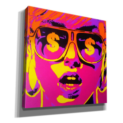 Toile épique Graffiti «Pop Star Dollars» par Abstract Graffiti, art mural 18 po x 18 po