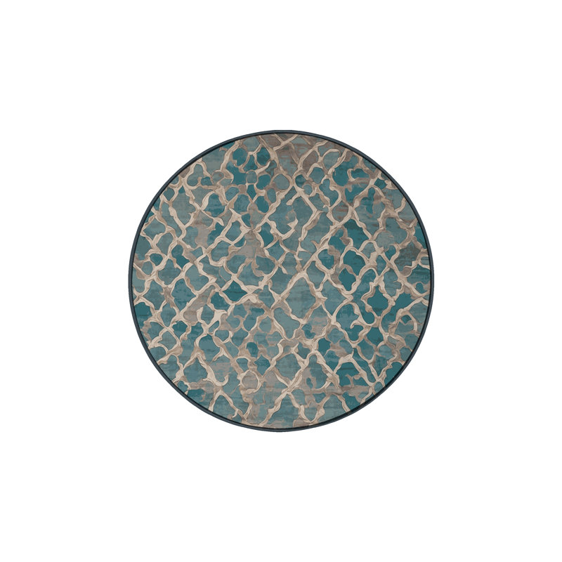 Tapis gris soyeux et moelleux, Rond 3 pi