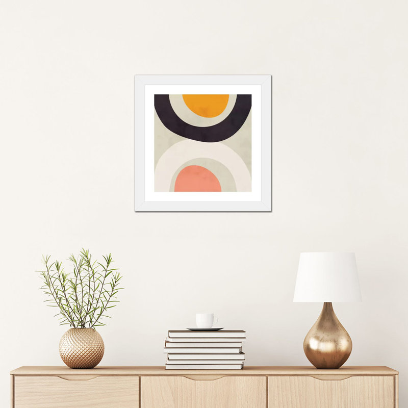 «Geometric Art II» par Ana Rut Bré - impression d'art graphique, Blanc, H 16 po x l 16 po x p 1 po, Papier encadré blanc