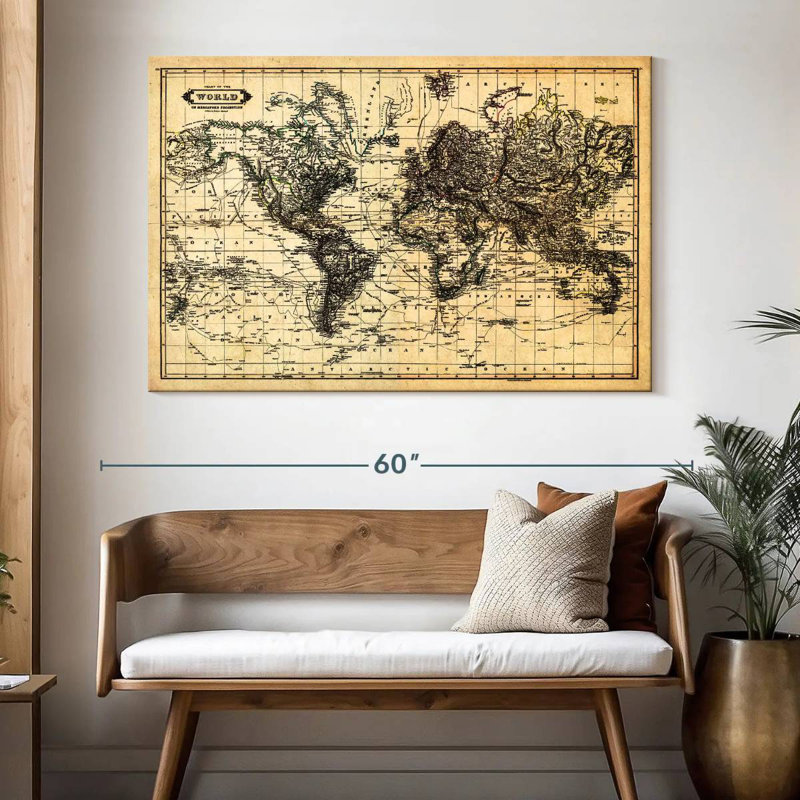 Carte de la carte du monde Aliaz, H 34 po x l 51 po