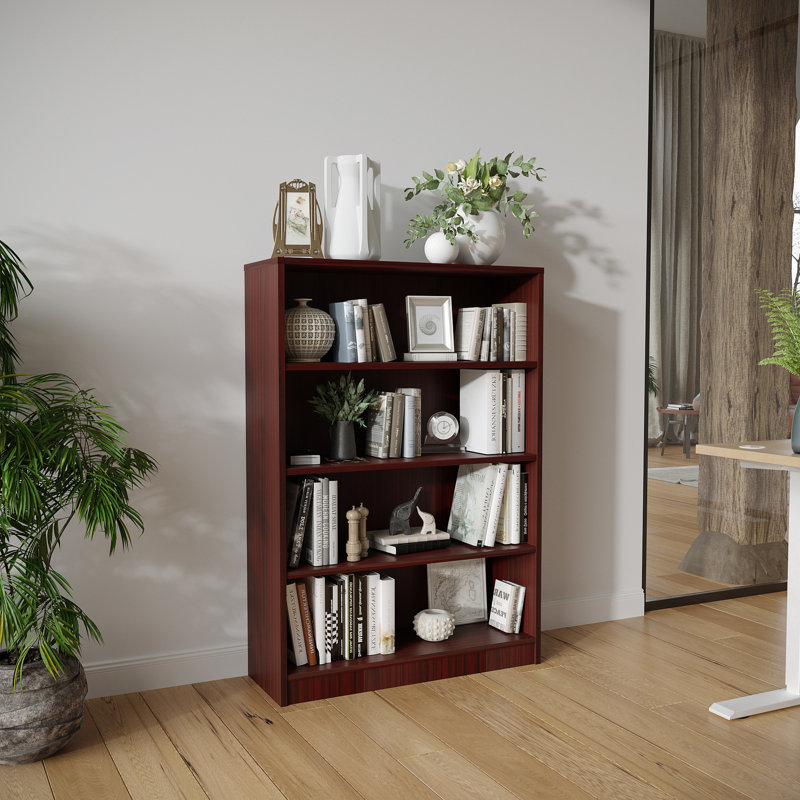 Latitude Run® Gibney Standard Bookcase, Mahogany, (4 Shelves) 48.03” H x 33.07” W x 11.61”D