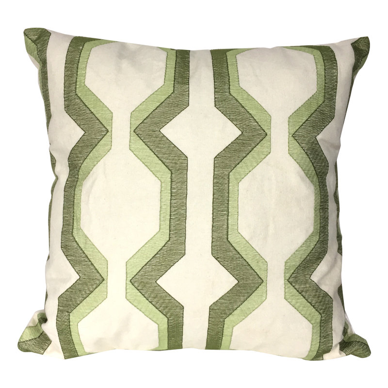Geometric Cotton Blend Throw Pillow, Green