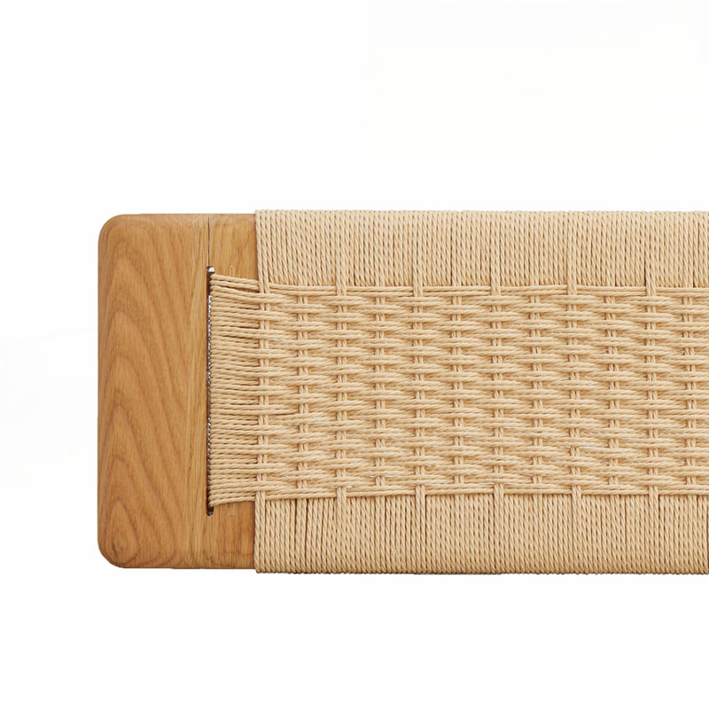 Banc de salle à manger en bois de chêne naturel tissé, Chêne