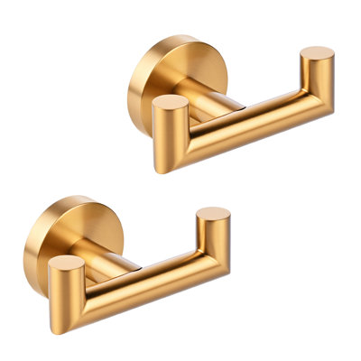 2-piece Set Double Towel Hook For Wall Mounted, Stainless Steel Hook For Kitchen Bathroom